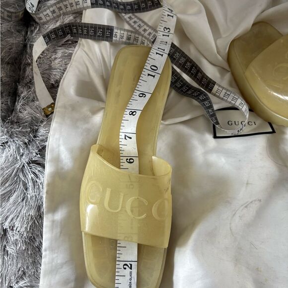 Gucci rubber slide ins shoes logo heels sandals jelly open toe shower slides - Picture 10 of 10